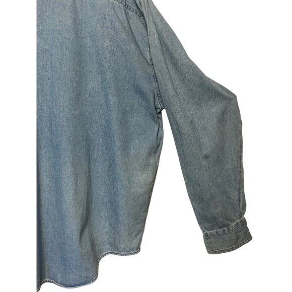 Vintage Men's XXL Denim Shirt Embroidered Star Stripe Design Pockets Y2K Westen - Picture 10 of 16